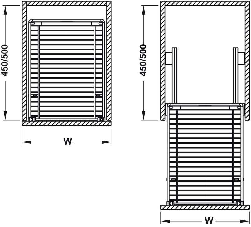 Bộ rổ kéo gắn với cánh tủ bếp dưới cho ray 450 mm, dòng Verona