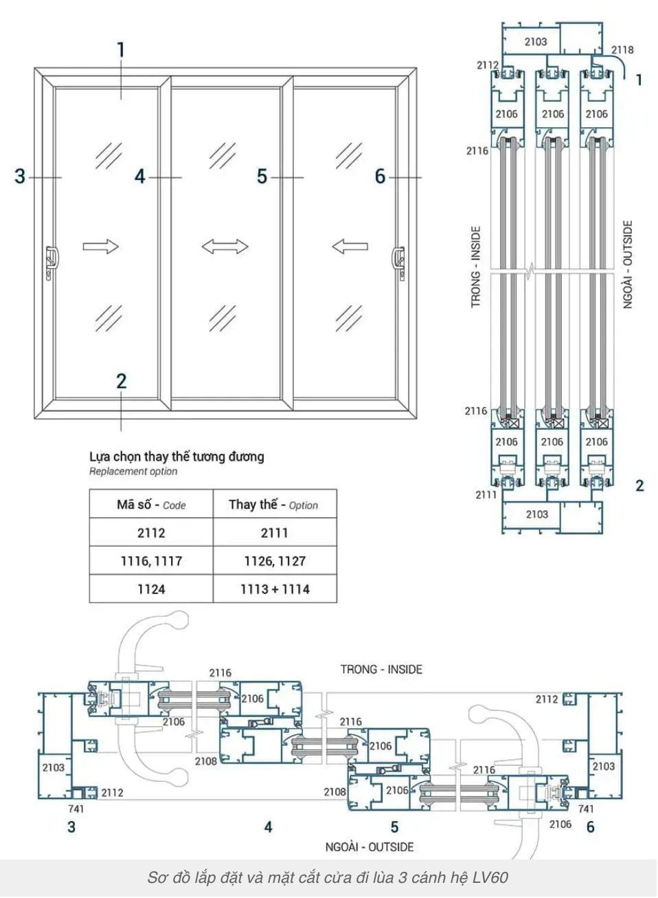 Cửa đi lùa nhôm kính Nhật Bản Hondalex hệ 60 Long Vân