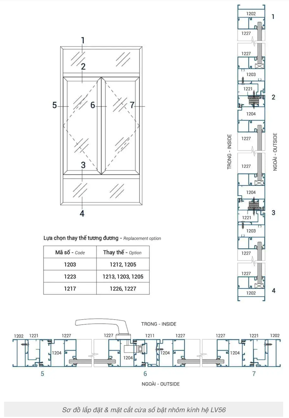 Cửa sổ bật nhôm kính Nhật Bản Hondalex hệ 56
