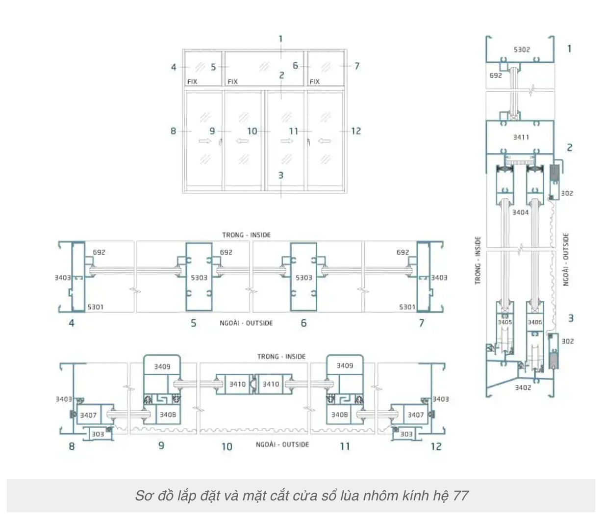 Cửa sổ bật nhôm kính Nhật Bản Hondalex hệ 77