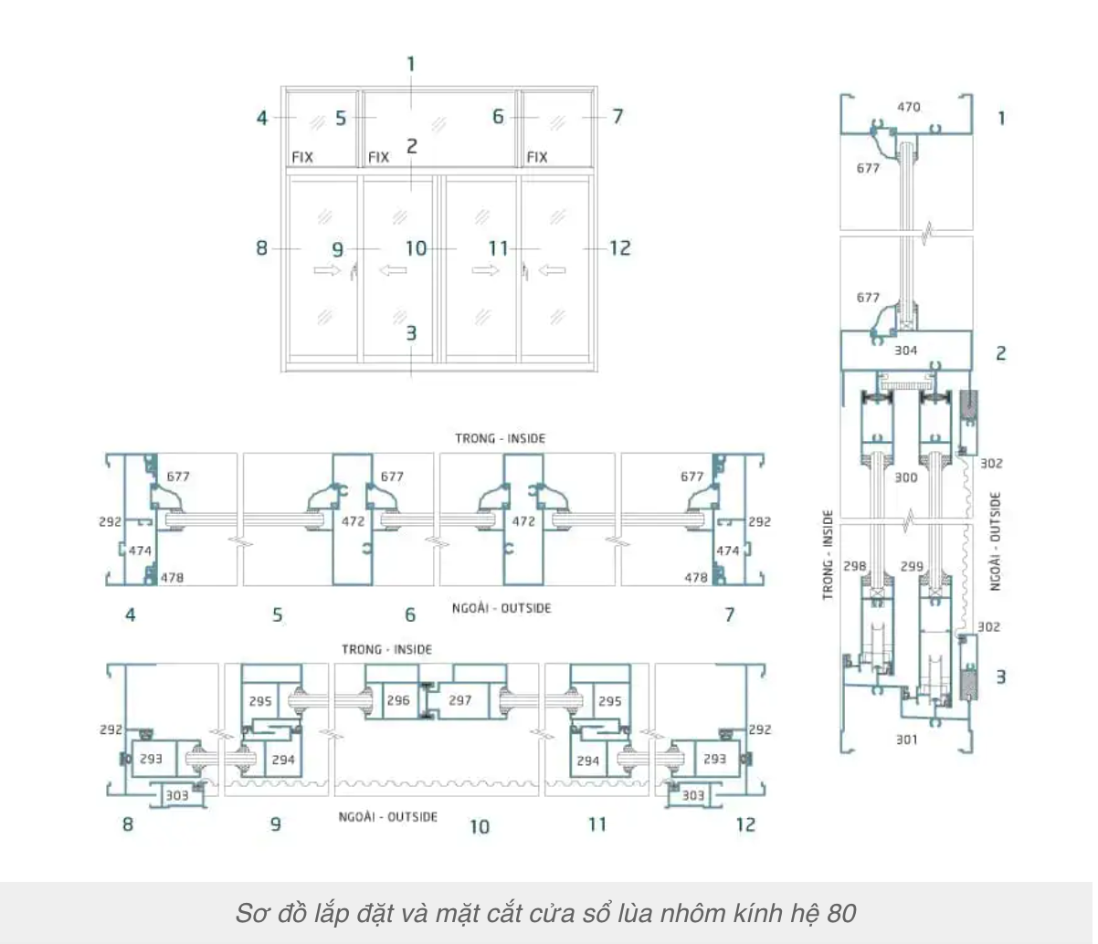 Cửa sổ bật nhôm kính Nhật Bản Hondalex hệ 80