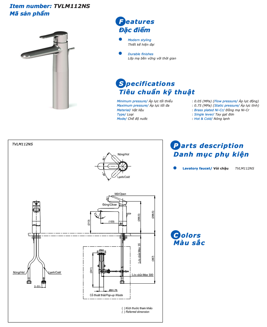 Vòi chậu rửa gập gù nóng lạnh TOTO DL349-1E